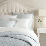 Bedding Washed Linen Quilted Shams Sky