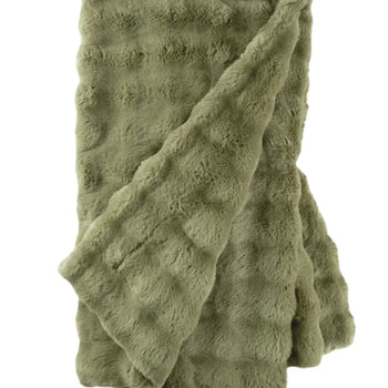 Fab Faux Fur Throw Blanket - Olive