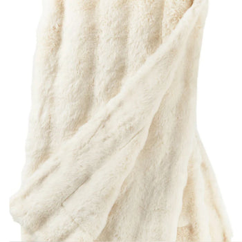 Fab Faux Fur Throw Blanket - Ivory