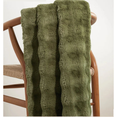 Fab Faux Fur Throw Blanket - Olive