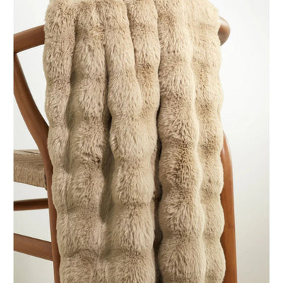 Fab Faux Fur Throw Blanket - Sand