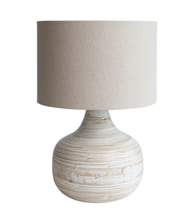 Whitewashed Bamboo Table Lamp