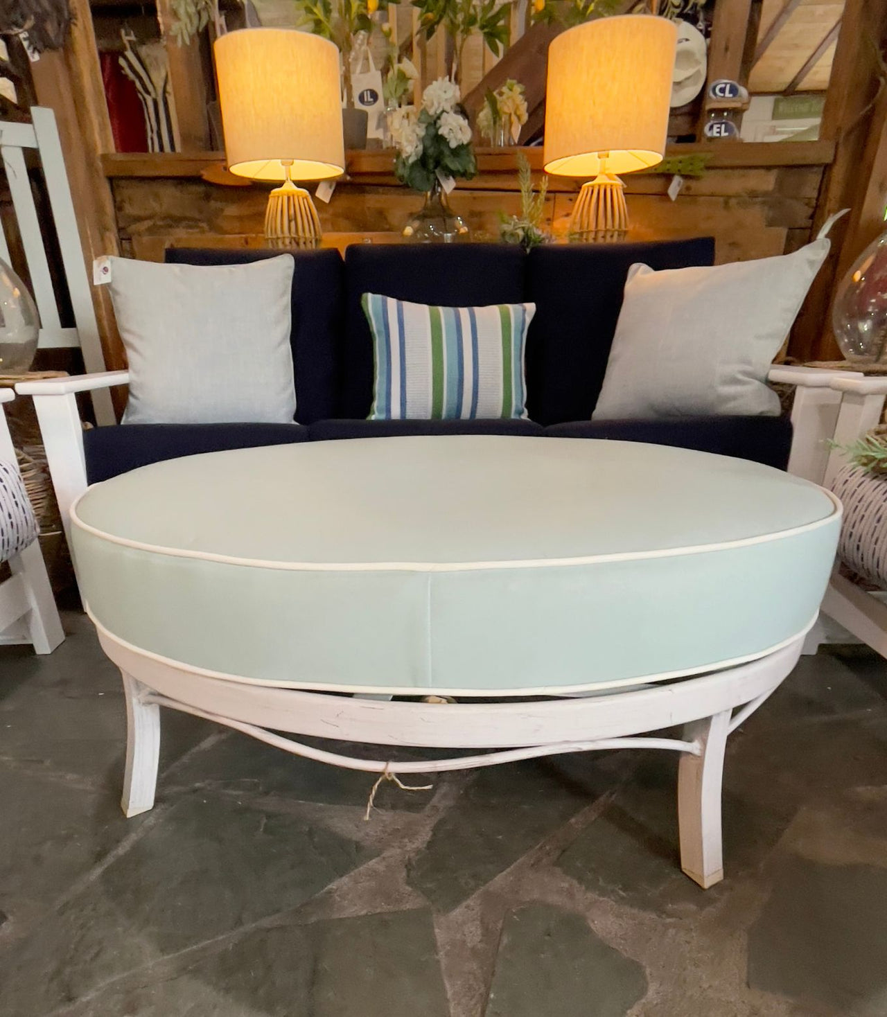 Outdoor Faux Leather ottoman