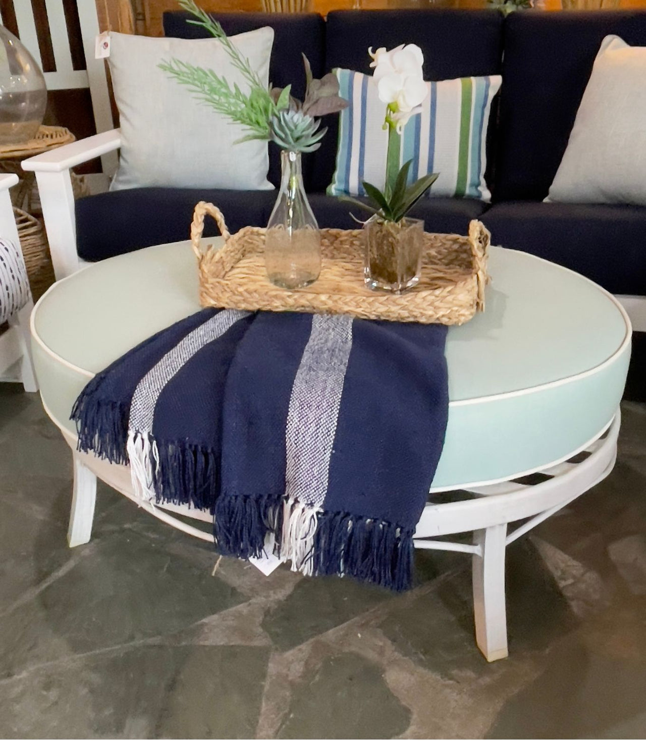 Outdoor Faux Leather ottoman
