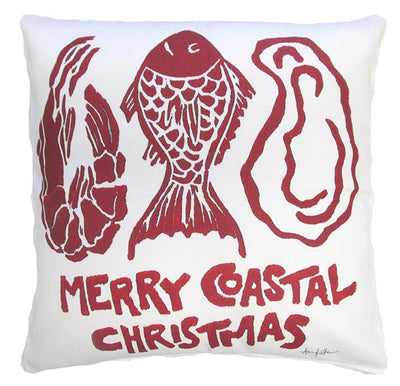 Merry Coastal Christmas Outdoor Accent Pillow