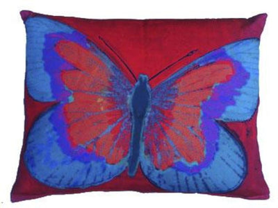Outdoor Butterfly Accent Pillow - Red