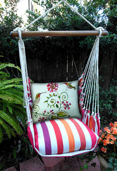 Pillow Swing Colorful Christina Stripe w/ Hummingbird Pillow