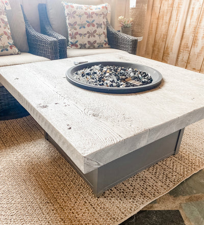 Homecrest Square Timber Fire Table