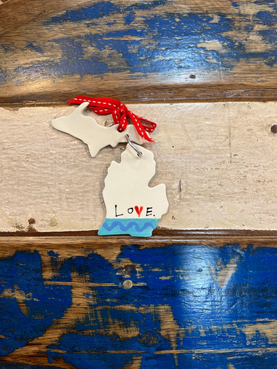 Michigan Upper & Lower Love Ornament