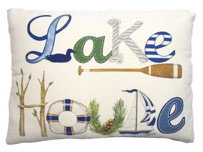 Outdoor Lake House Accent Pillow