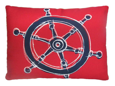 Nautical Ships Wheel Outdoor Accent Pillow