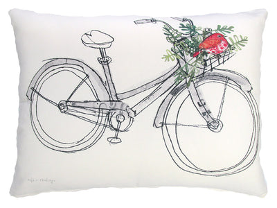 Holiday Bike & Bird Outdoor Accent Pillow