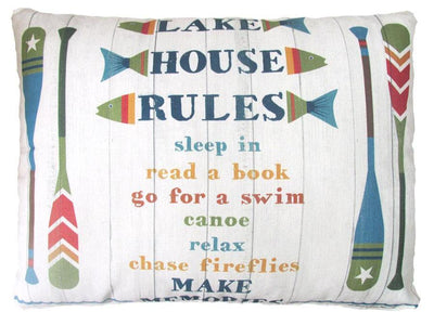 Lake House Rules Outdoor Accent Pillow