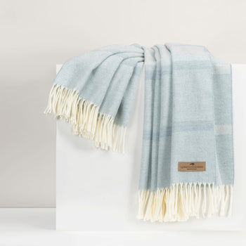 Crystal Blue Montauk Stripe Herringbone Throw Blanket