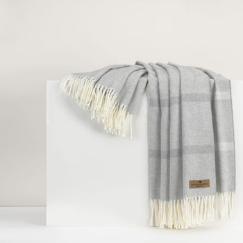 Light Gray Montauk Stripe Herringbone Throw Blanket